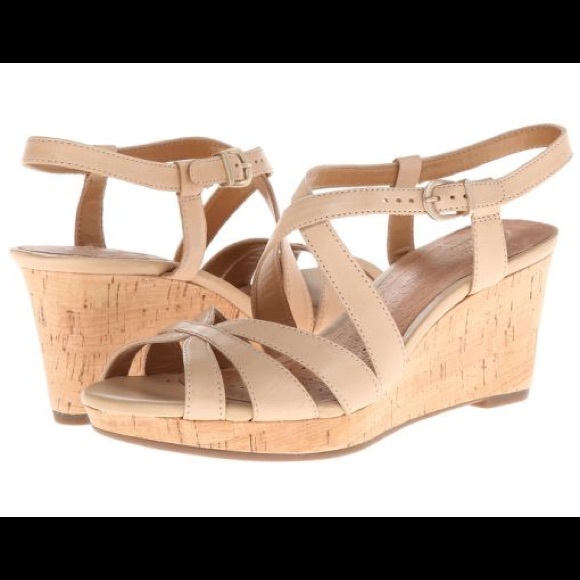 clarks nude wedges